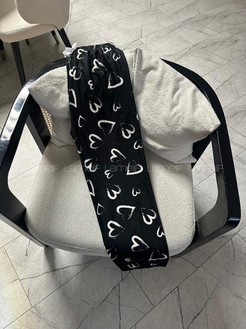 Lamelif Milan Kumaş Kalp Desenlı Pijama Altı