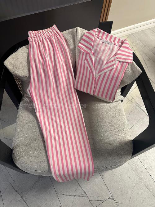 Lamelif Şerit Çizgili Pijama Takımı