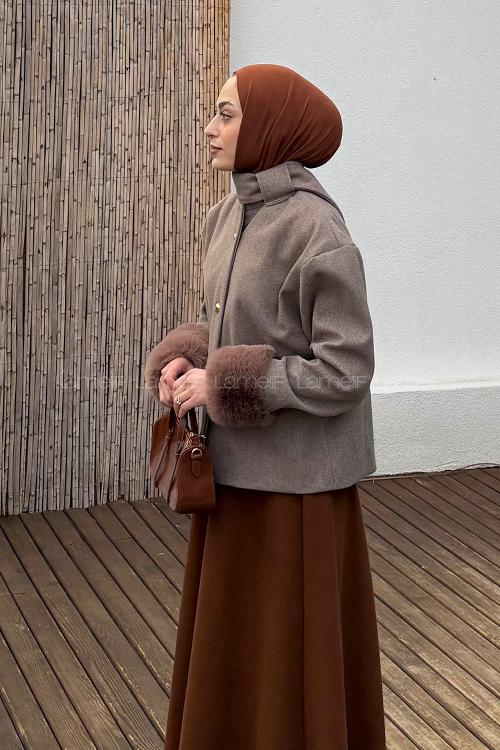 Mink Neckband Long Arm Coat