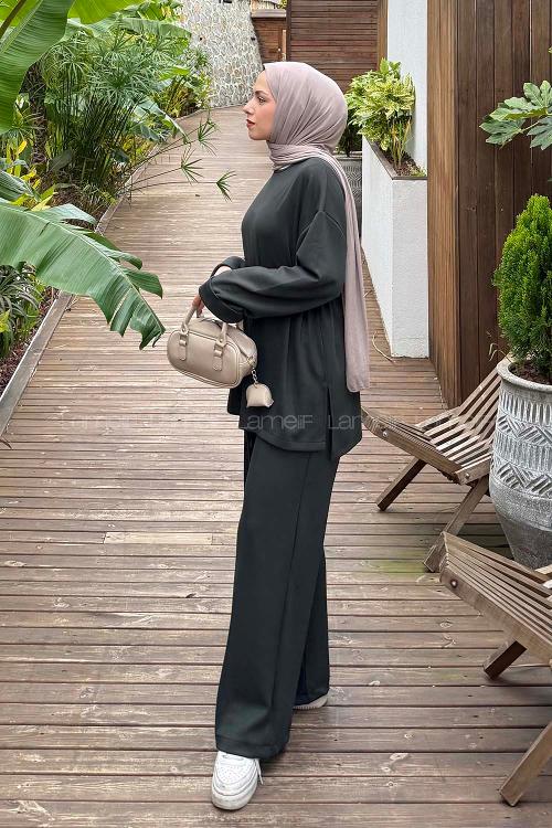 Lamelif Oysho İkili Tesettür Takım Haki