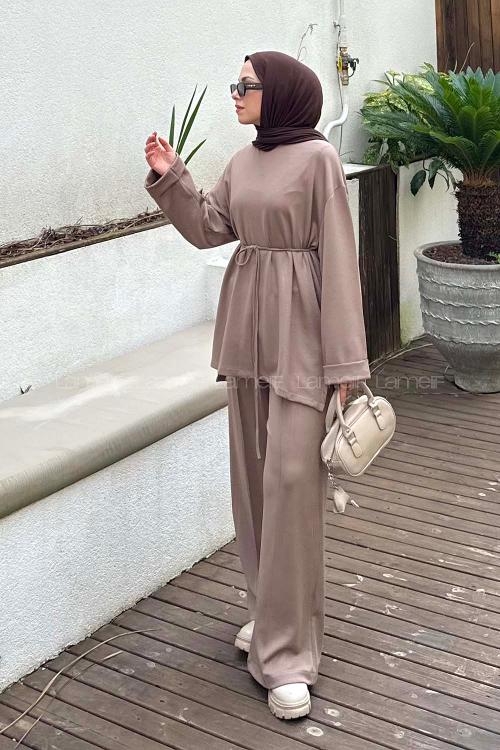 Lamelif Oysho İkili Tesettür Takım Soft Kahve
