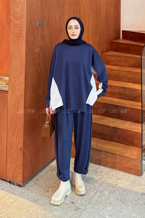 Lamelif Garnili İkili Takım Lacivert