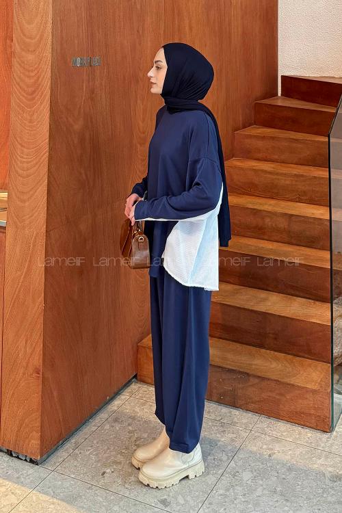 Lamelif Garnili İkili Takım Lacivert