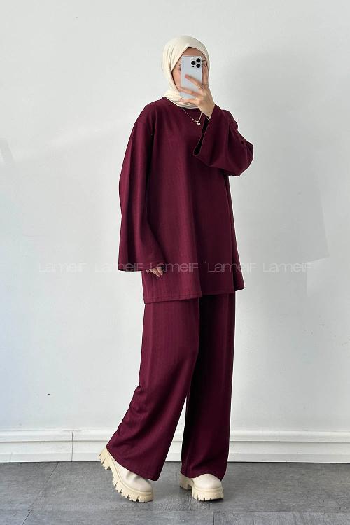 Lamelif Oysho Pantolonlu Takım Bordo