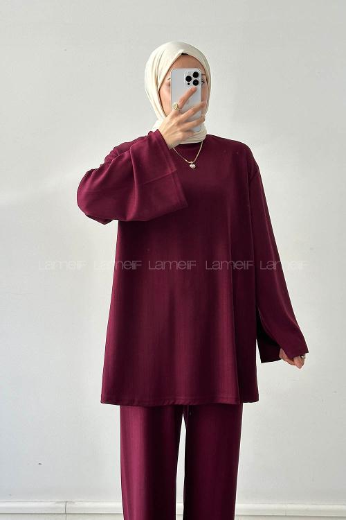 Lamelif Oysho Pantolonlu Takım Bordo
