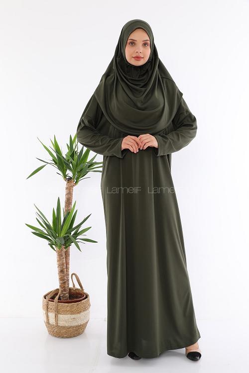 Khaki Normal Neck Lycra Dresess