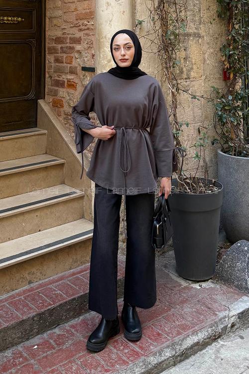 Lamelif Kol Biyeli Sweat Antrasit