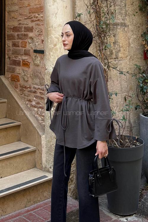 Lamelif Kol Biyeli Sweat Antrasit