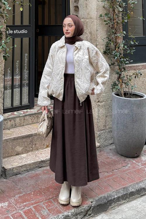 Cream Shirt Collar Long Arm Coat