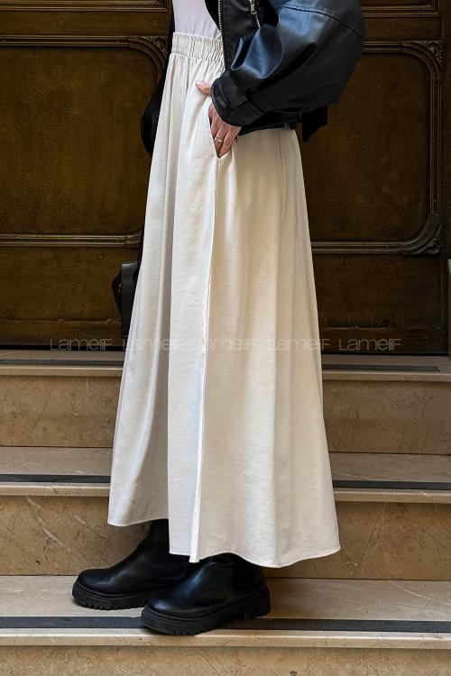 Lamelif Tensel Tesettür Etek Taş Rengi