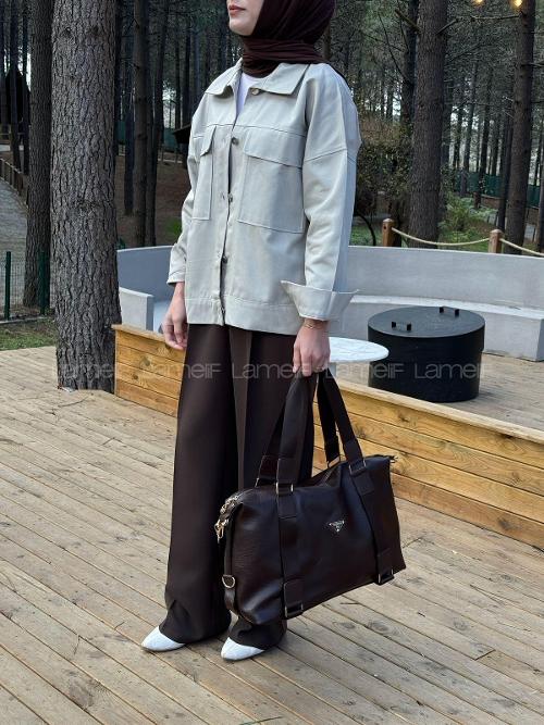 Lamelif Gold Detaylı Büyük Boy Çanta