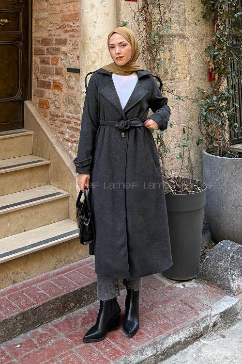 Lamelif Omuz Apoletli Kaban Antrasit