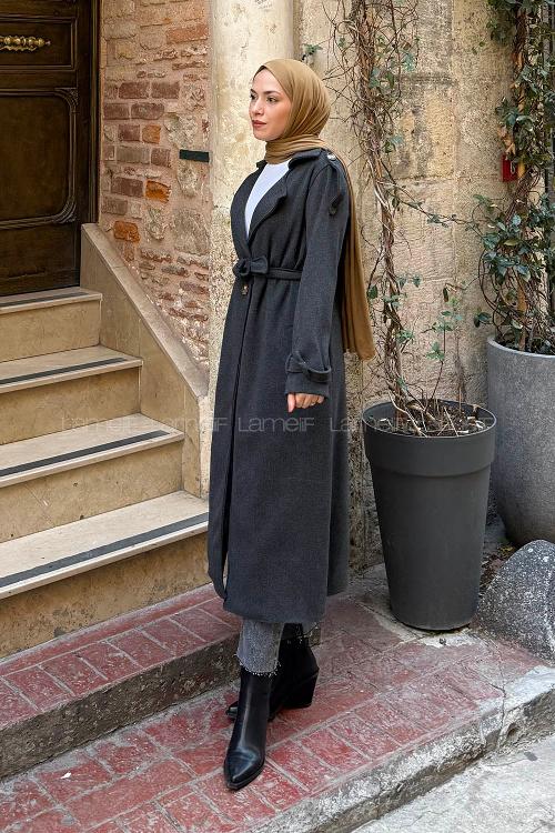 Lamelif Omuz Apoletli Kaban Antrasit