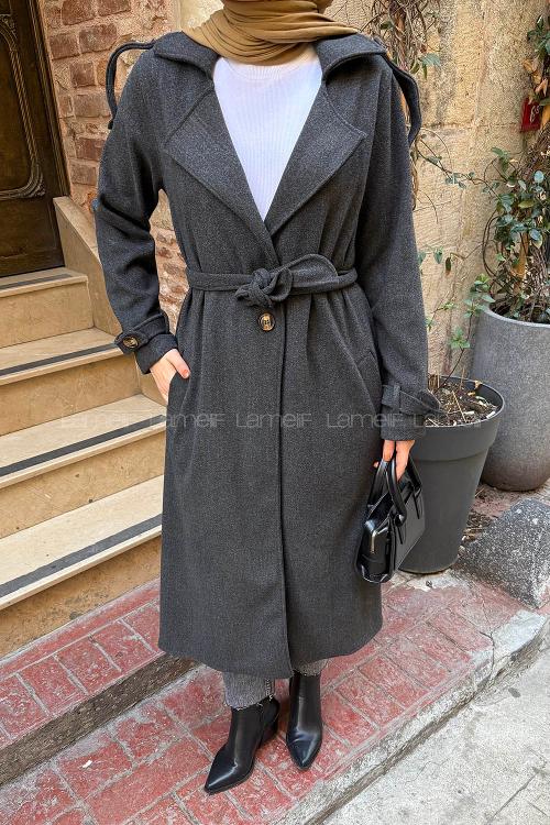 Lamelif Omuz Apoletli Kaban Antrasit