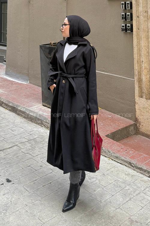 Lamelif Omuz Apoletli Kaban Siyah