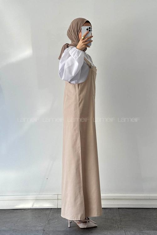 Cream Normal Neck Cotton Dresess