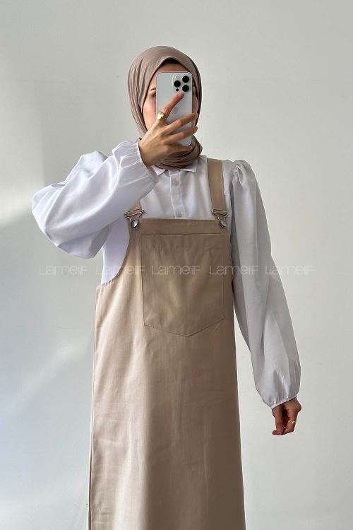 Cream Normal Neck Cotton Dresess