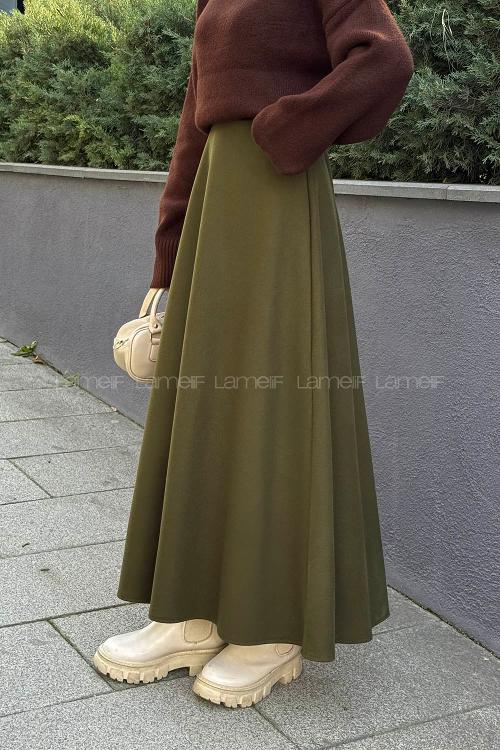 Lamelif Kaşe Etek Haki