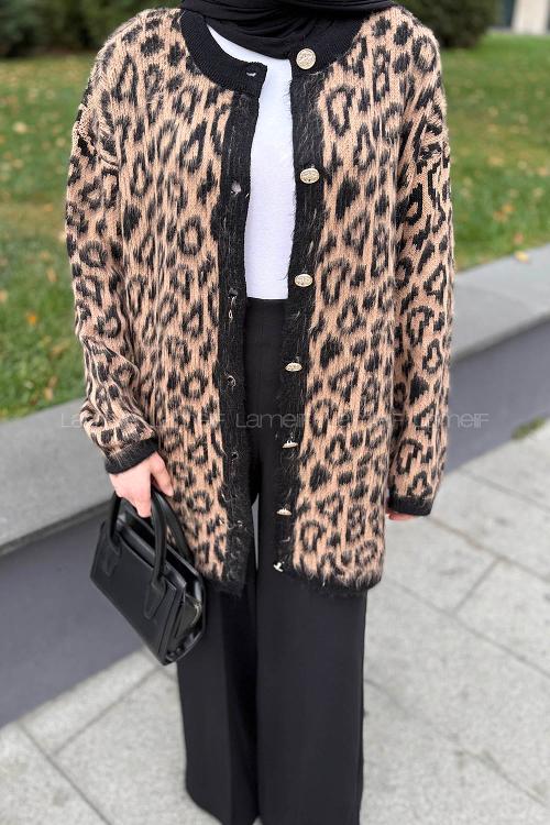 Lamelif Leopar Desen Hırka