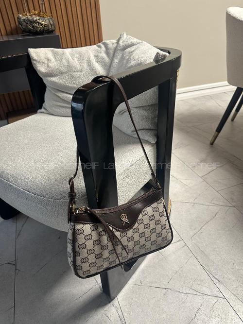 Lamelif Ophidia Kadın Çanta - Acı Kahve-Krem