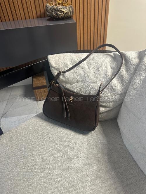 Lamelif Ophidia Süet  Kadın Çanta -Acı Kahve