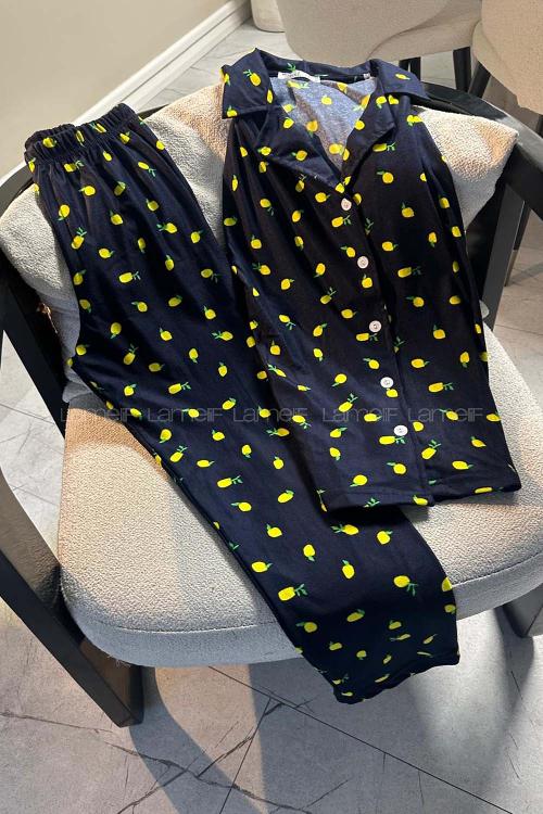 Lamelif Büyük Limon Desenli Pijama Takımı
