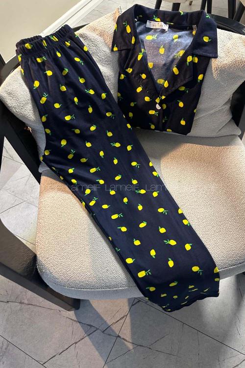 Lamelif Büyük Limon Desenli Pijama Takımı