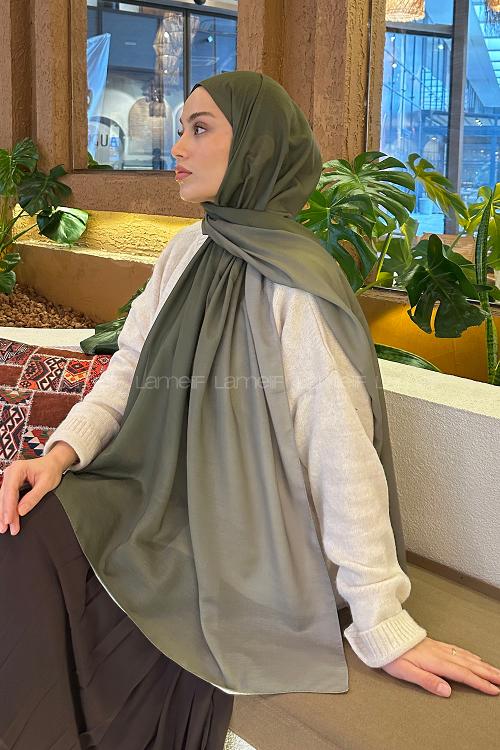 Lamelif Degrade Desen Soft Şal Haki