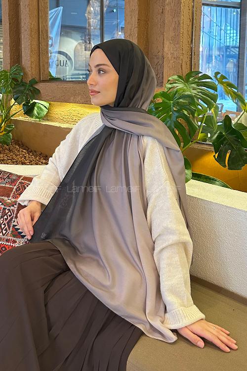 Lamelif Degrade Desen Soft Şal Siyah Taş