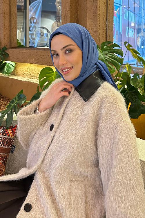 Lamelif Comfort Pamuk Eşarp Kot Mavisi