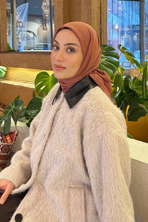 Lamelif Comfort Pamuk Eşarp Koyu Gül