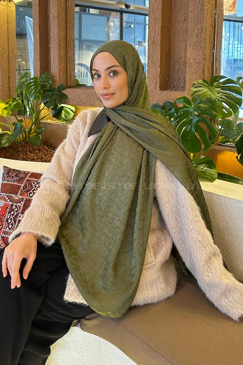 Lamelif  Bloom Desen Ayrobin Floş Jakar  Şal Adaçayı