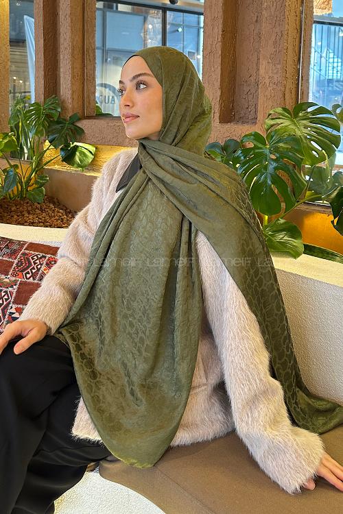 Lamelif  Bloom Desen Ayrobin Floş Jakar  Şal Adaçayı