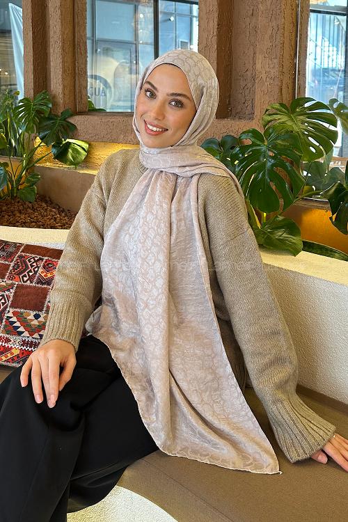 Lamelif  Bloom Desen Ayrobin Floş Jakar  Şal Taş