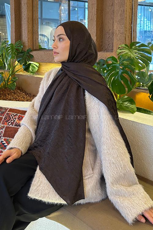 Lamelif  G Desen Ayrobin Floş Jakar  Şal Acı Kahve