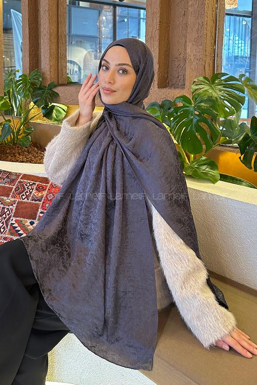 Lamelif  G Desen Ayrobin Floş Jakar  Şal Antrasit