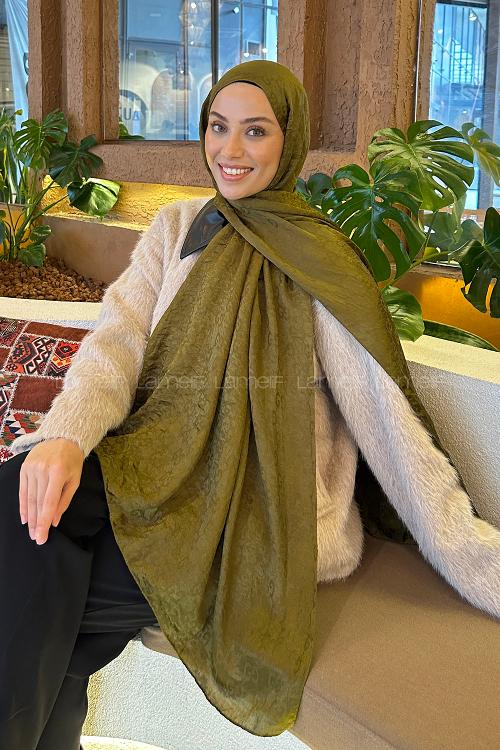 Lamelif  G Desen Ayrobin Floş Jakar  Şal Asker Yeşili