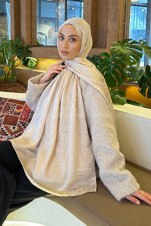 Lamelif  G Desen Ayrobin Floş Jakar  Şal Bej