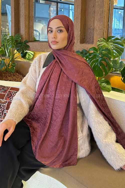 Lamelif  G Desen Ayrobin Floş Jakar  Şal Gül Kurusu