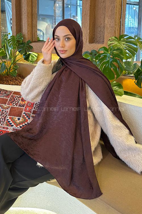 Lamelif  G Desen Ayrobin Floş Jakar  Şal Koyu Bordo