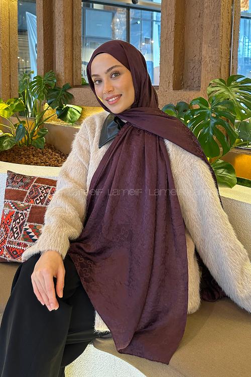 Plum Cotton Fabric Printed Shawl