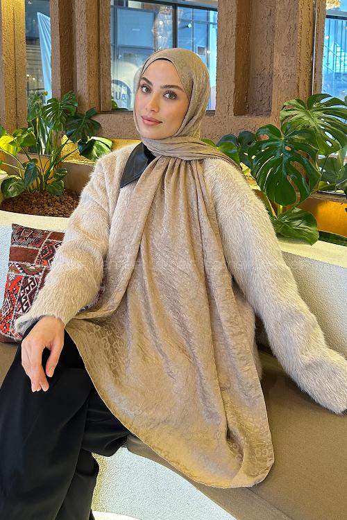 Lamelif  G Desen Ayrobin Floş Jakar  Şal Vizon