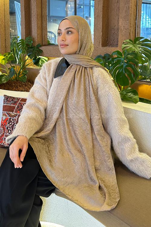 Lamelif  G Desen Ayrobin Floş Jakar  Şal Vizon