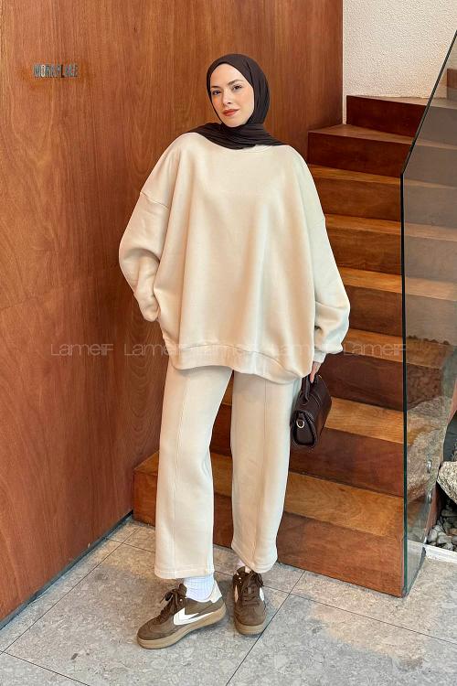 Lamelif Eşofman Takımı Krem