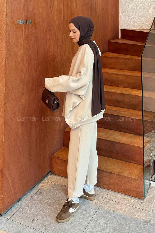 Lamelif Eşofman Takımı Krem