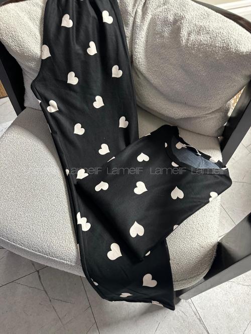 Lamelif Kalp Detaylı Pijama Takımı