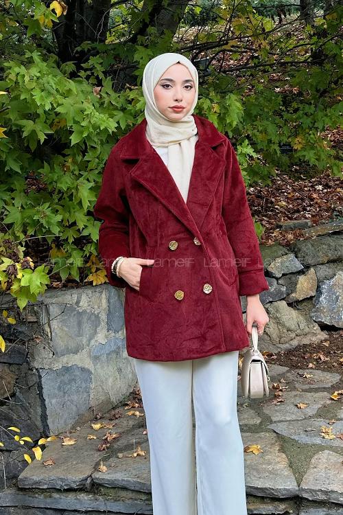 Lamelif Kaşe Kaban Bordo
