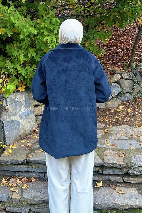 Lamelif Kaşe Kaban Lacivert