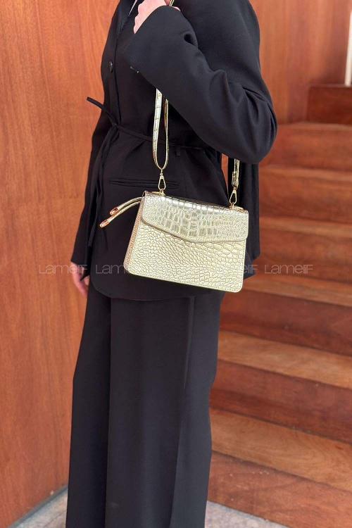 Gold Buckle Skin Hand Bag Bag
