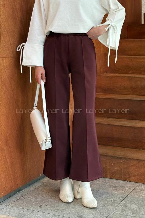 Lamelif Çımalı Scuba Pantolon Bordo